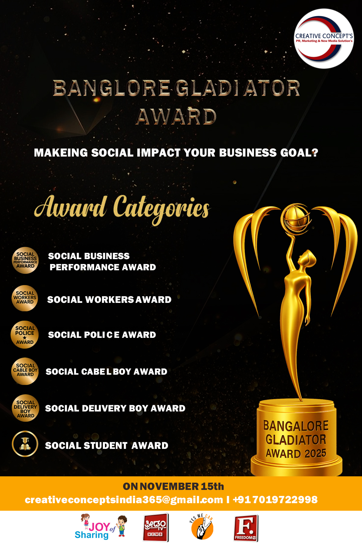 Bangalore Gladiator Award Poster